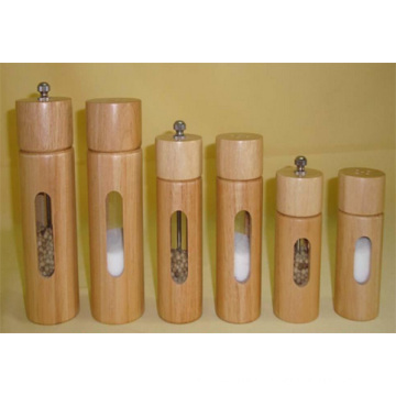 Wood Bamboo Rectangle Salt and Pepper Mill